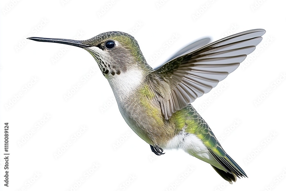 Fototapeta premium Hummingbird in flight, with vibrant green and blue colors