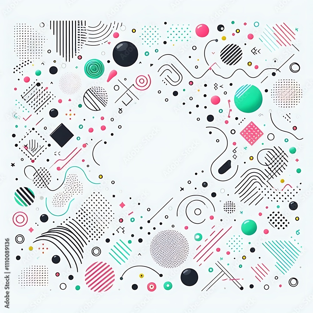 Obraz premium Colorful geometric patterns on a white background.