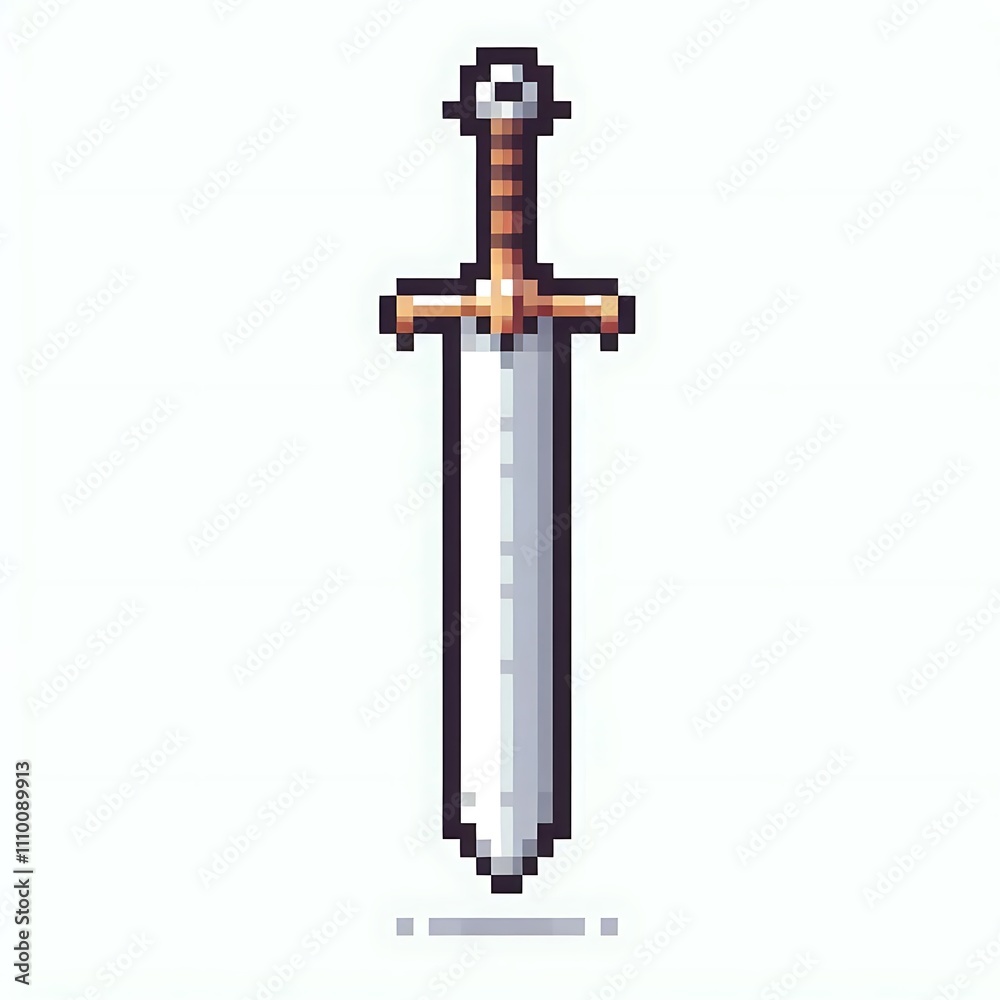 A pixel art sword with a detailed hilt. A pixel art sword with a detailed hilt.