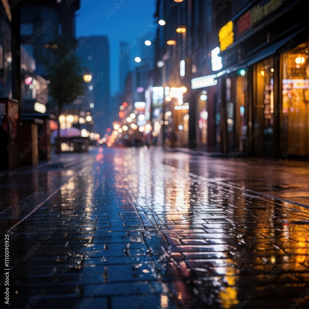 Rainy night with street lights and trees Rainy night with street lights and trees