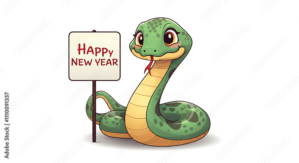 Fototapeta premium snake character celebrate new year