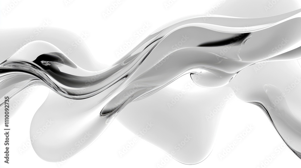 Obraz premium Abstract silver liquid wave flow.