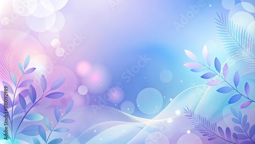 Serene Pastel Background with Abstract Floral Elements and Flowing Lines