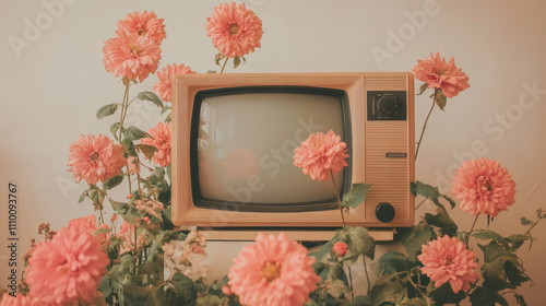 Front view old vintage tv isolated on white background