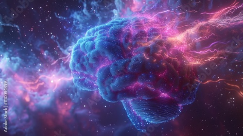 Digital brain  with connected lines