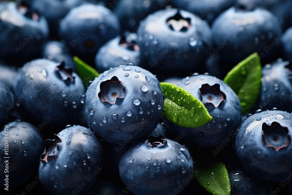 Close-up of fresh blueberries with water droplets Close-up of fresh blueberries with water droplets