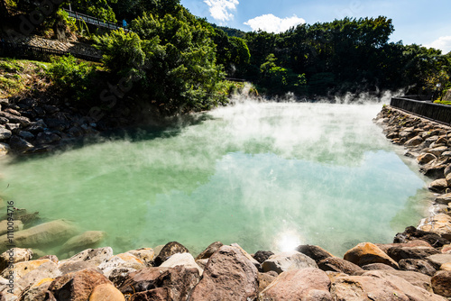 Beautiful view of Thermal Valley in Beitou, Taipei, Taiwan, Located beside Beitou Hot Spring Park.
Thermal Valley in Beitou, Taipei, Taiwan. photo