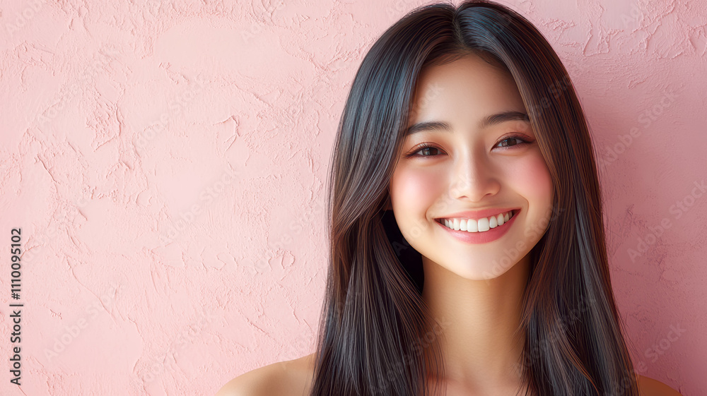 ストレートロングヘアの女性 ストレートロングヘアの女性