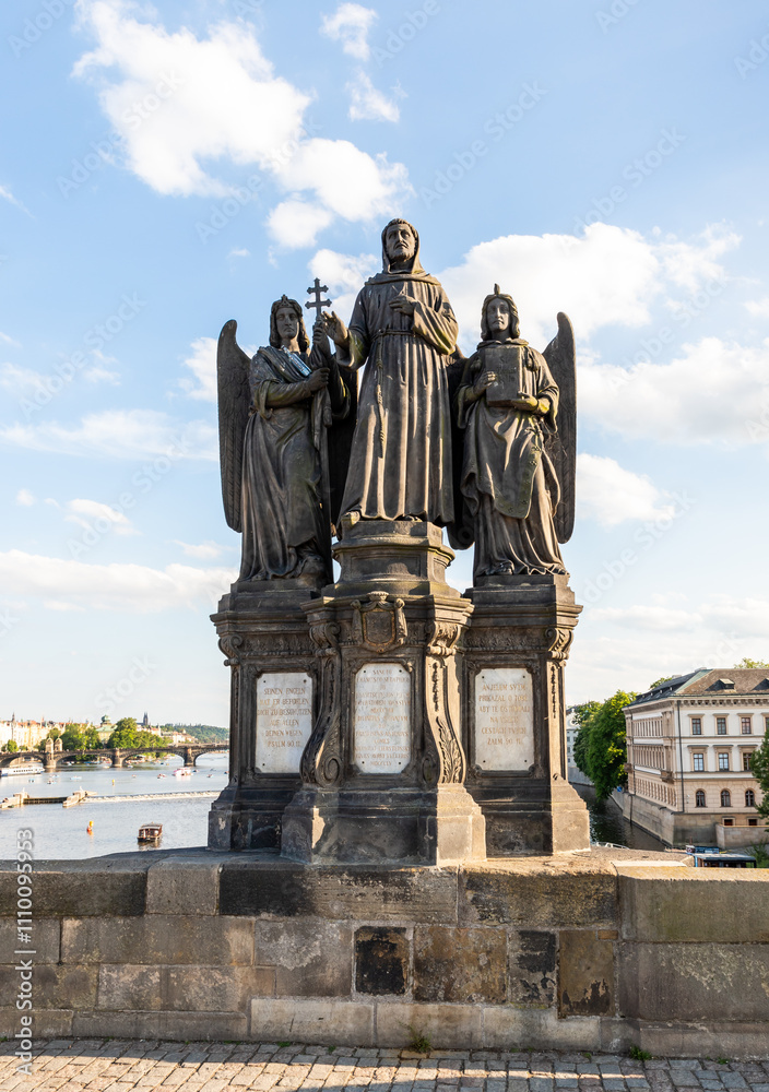 Obraz premium Sculpture of St Francis of Seraphina by Emmanuel Max on Charles Bridge in Prague in Czech Republic