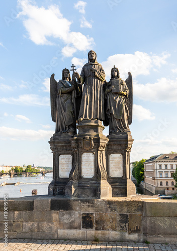 Sculpture of St Francis of Seraphina by Emmanuel Max on Charles Bridge in Prague in Czech Republic photo