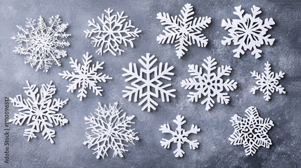 Christmas snowflakes on a transparent background. Snow flakes, snow background. Heavy snowfall, snowflakes in different shapes and forms.
