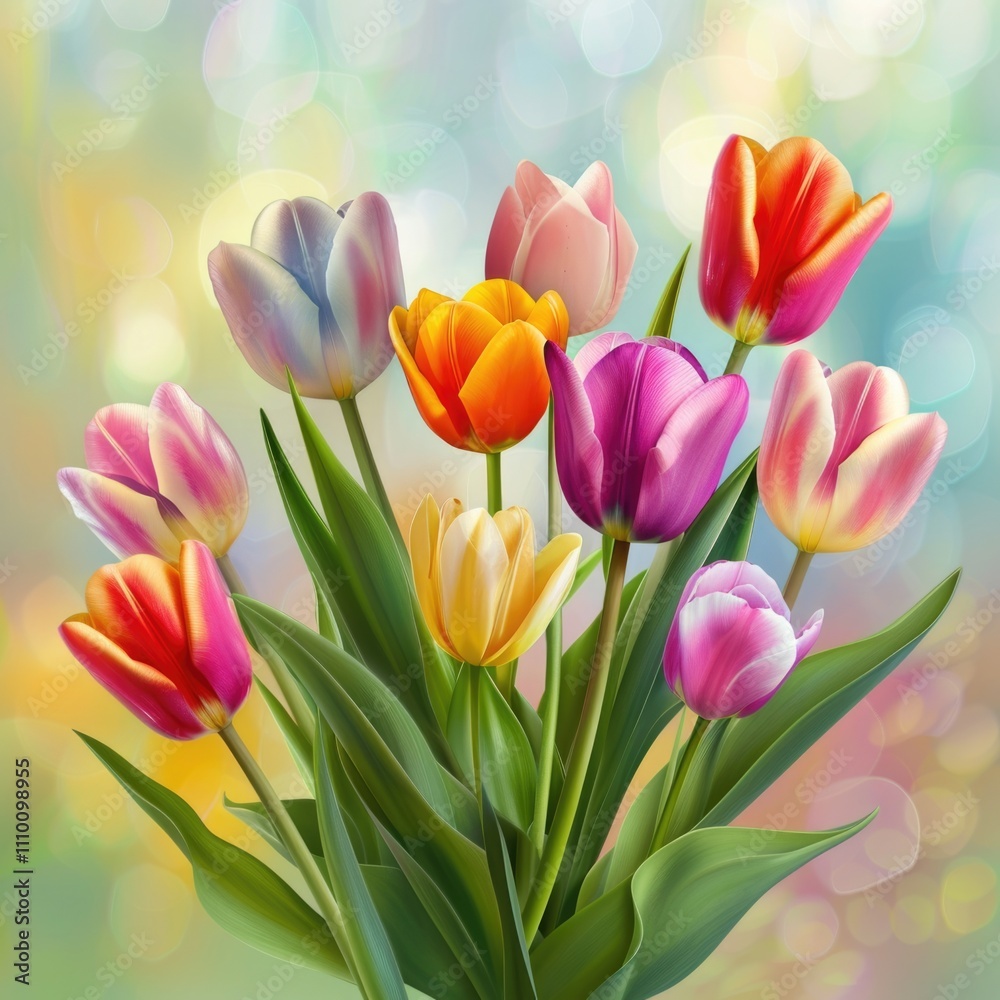 Colorful tulips against blue sky Colorful tulips against blue sky
