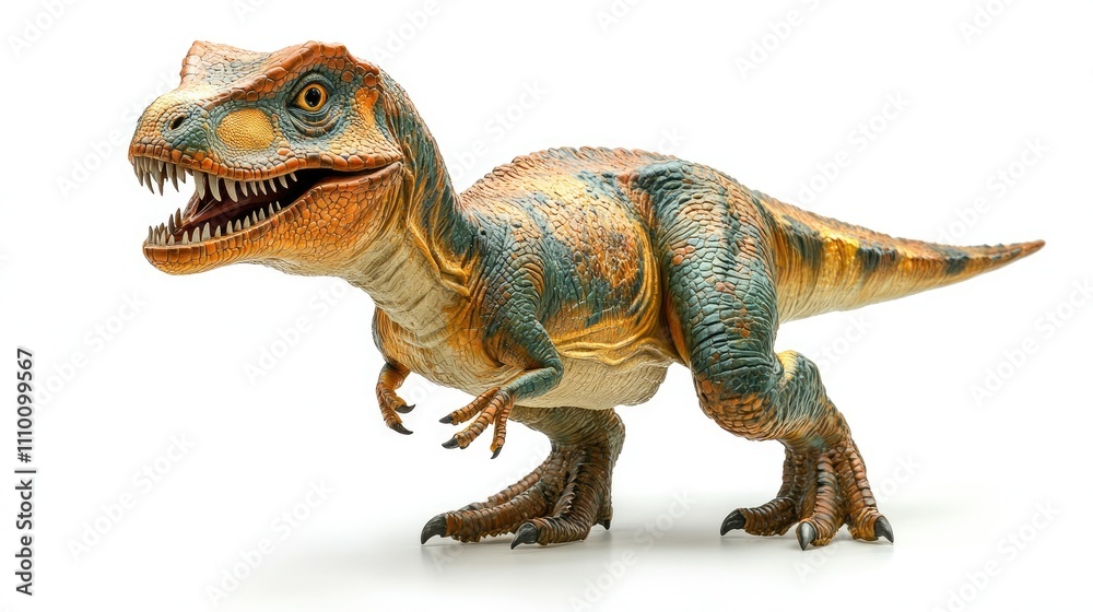 Fototapeta premium A detailed image of a realistic T-Rex dinosaur model on a white background.