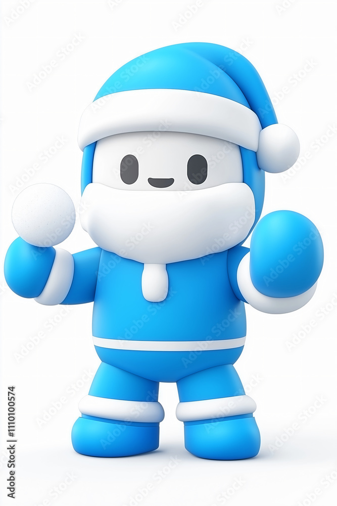 Playful 3D Snowman Characters Festive Winter Wonderland Scene Holding Snowballs Vibrant Colors Frosty Snow Accessories Seasonal Holiday Celebration blue toy render kids children figure