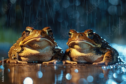 Two toads in the rain photo