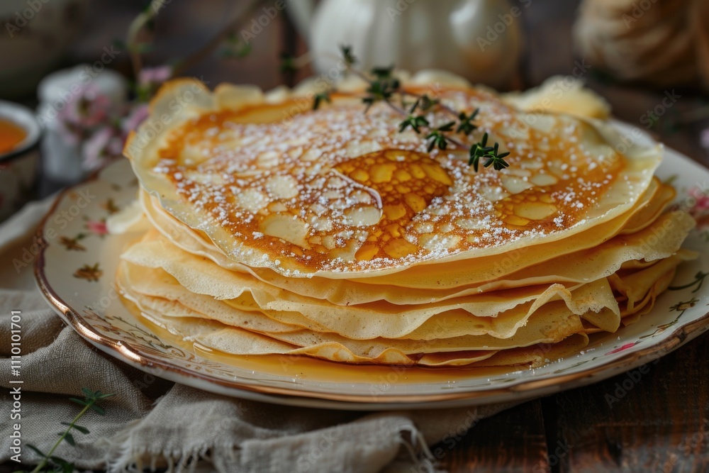 Homemade crepes with powdered sugar Homemade crepes with powdered sugar