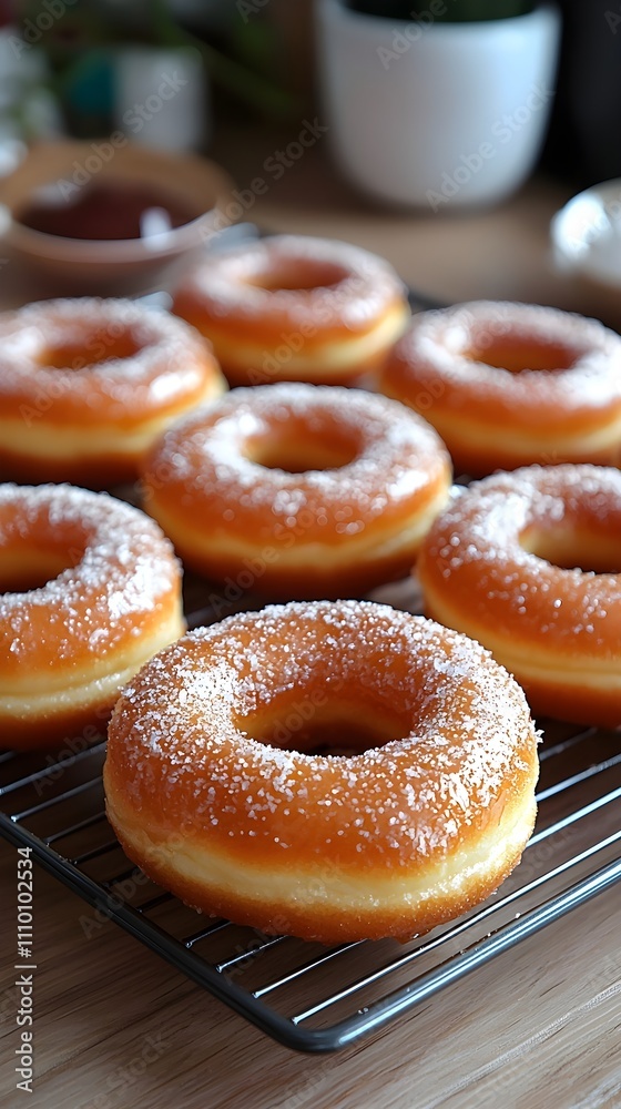 Warm homemade donuts baked for a delicious dessert or snack Warm homemade donuts baked for a delicious dessert or snack