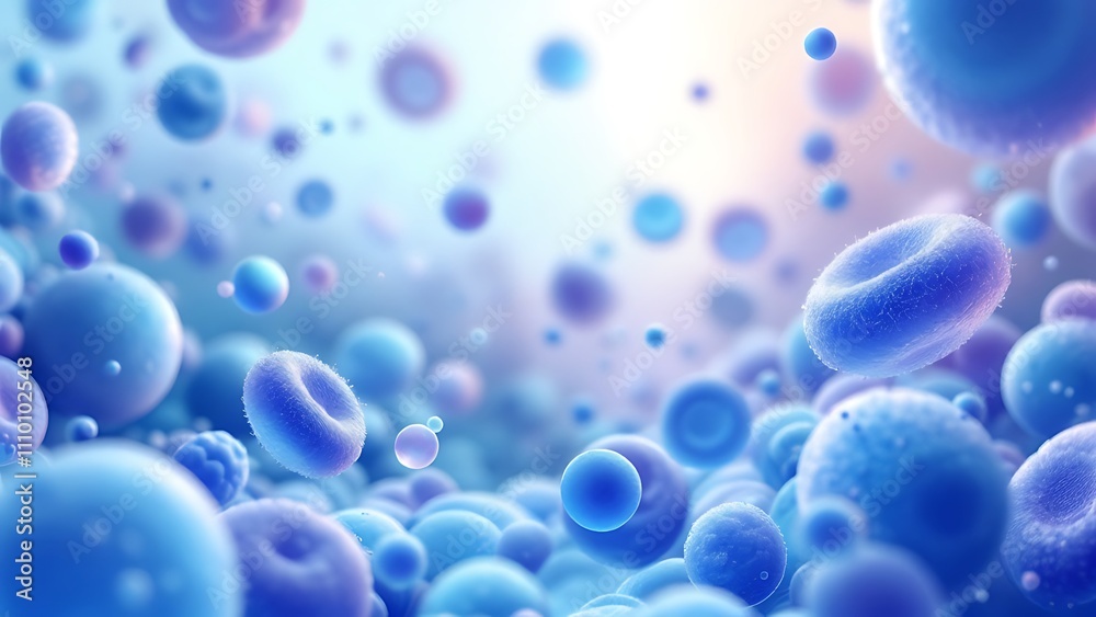 3d rendering of human cells in a blue background. 3d rendering of human cells in a blue background.