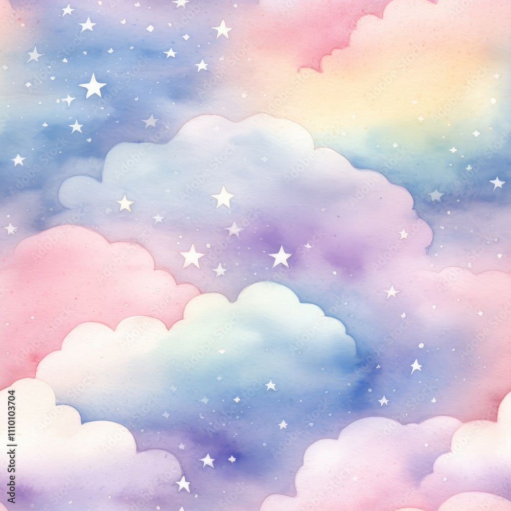 Background from magical fairy-tale gentle rainbow clouds with stars. For design of holiday invitations and cards. Background from magical fairy-tale gentle rainbow clouds with stars. For design of holiday invitations and cards.