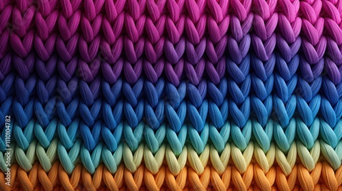 Colorful Gradient Knitted Fabric Texture  Vibrant and Cozy Rainbow Patterns for Creative Projects photo