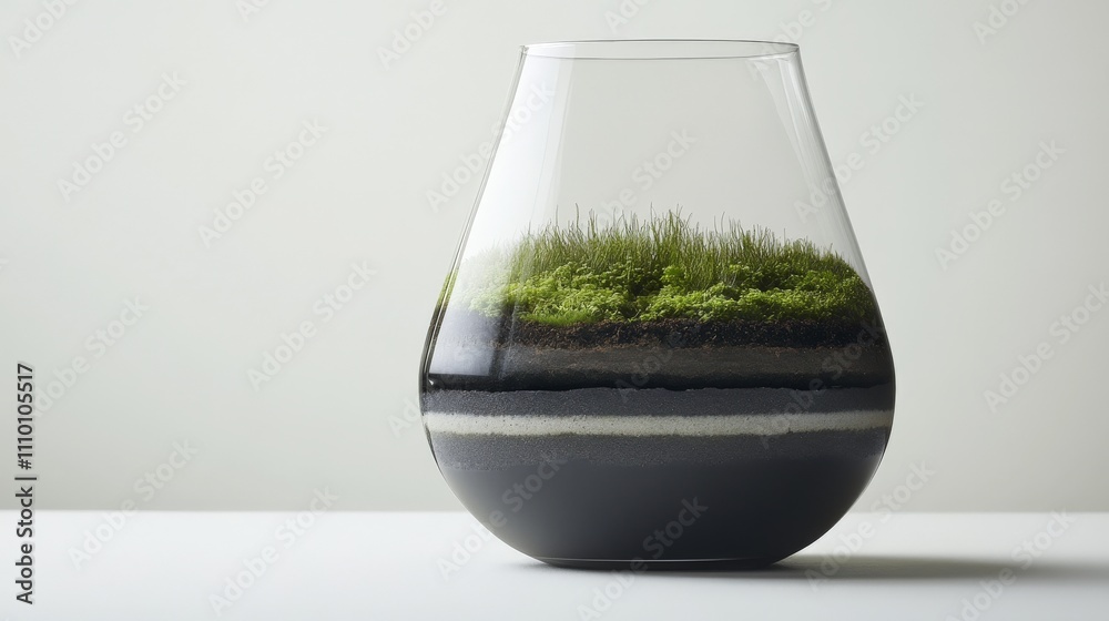 Simple Terrarium with Layers of Soil and Greenery Simple Terrarium with Layers of Soil and Greenery