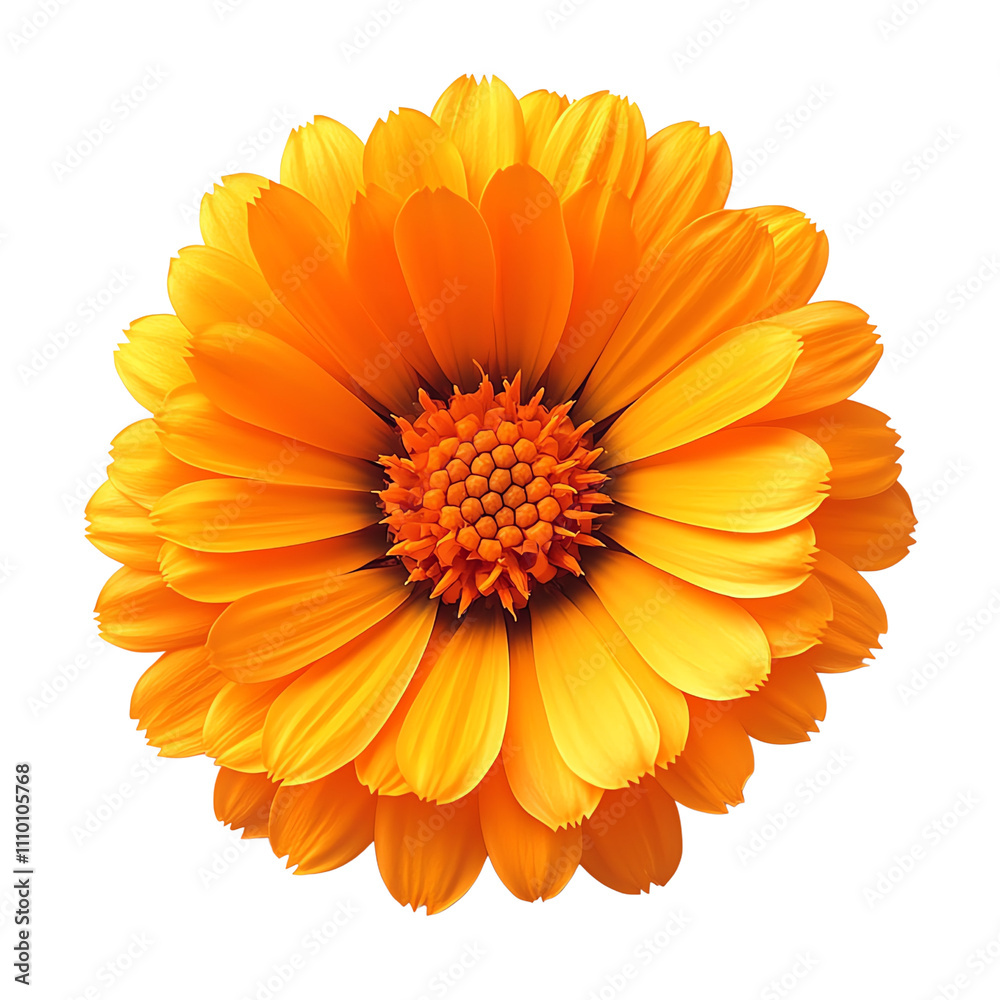 Bright orange flower with vibrant petals.,transparent background Bright orange flower with vibrant petals.,transparent background