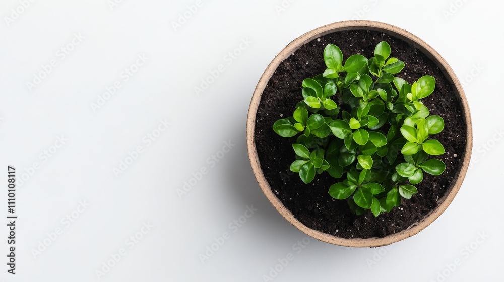 Thriving Indoor Plant in Healthy Soil on White Background Thriving Indoor Plant in Healthy Soil on White Background