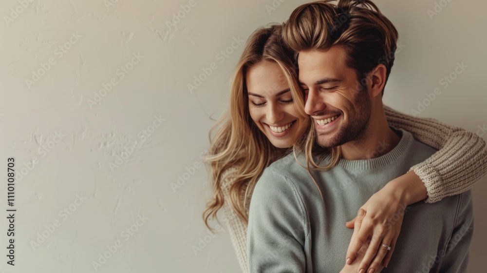 Smiling couple embracing intimate portrait Smiling couple embracing intimate portrait