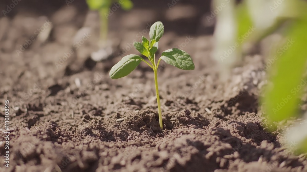 Young Seedling Emerging from Rich Soil Young Seedling Emerging from Rich Soil