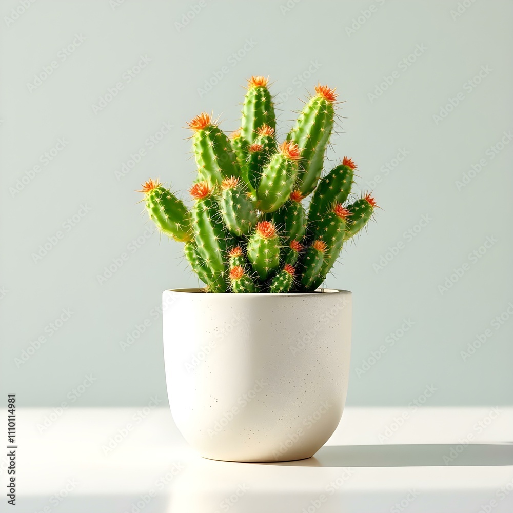 Cactus in a flowerpot on a white background Cactus in a flowerpot on a white background