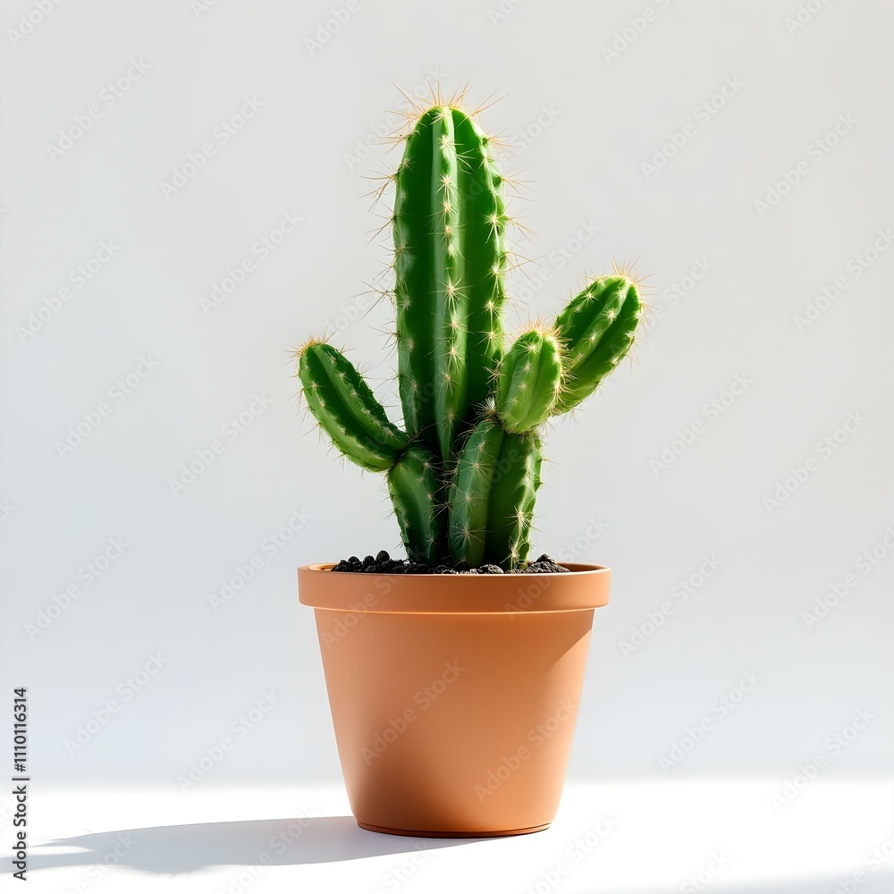 Cactus in a pot over white background Cactus in a pot over white background