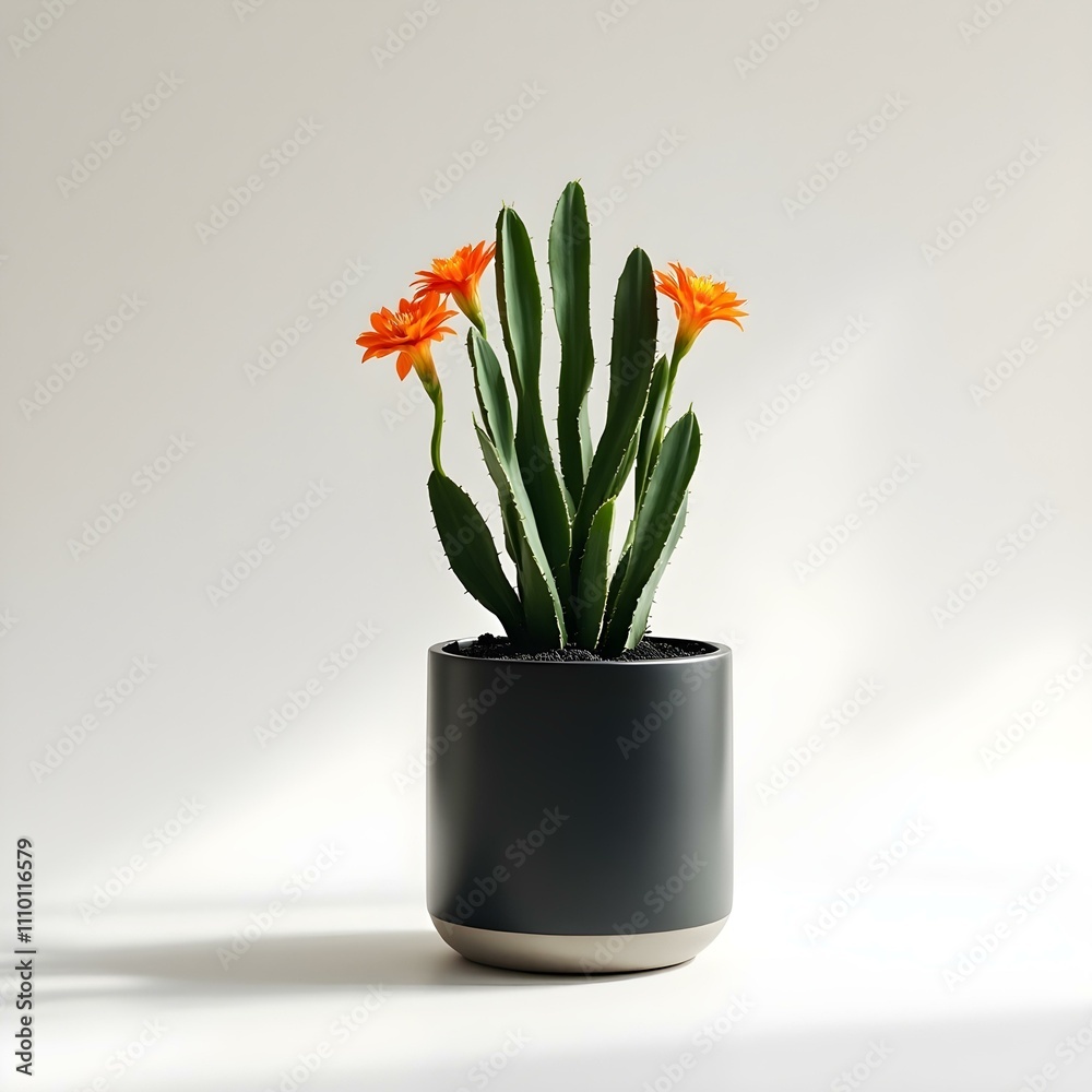 Cactus in a pot over white background Cactus in a pot over white background