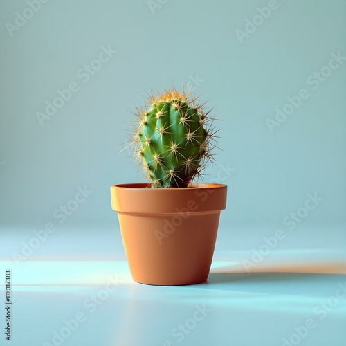 Cactus in a pot over white background