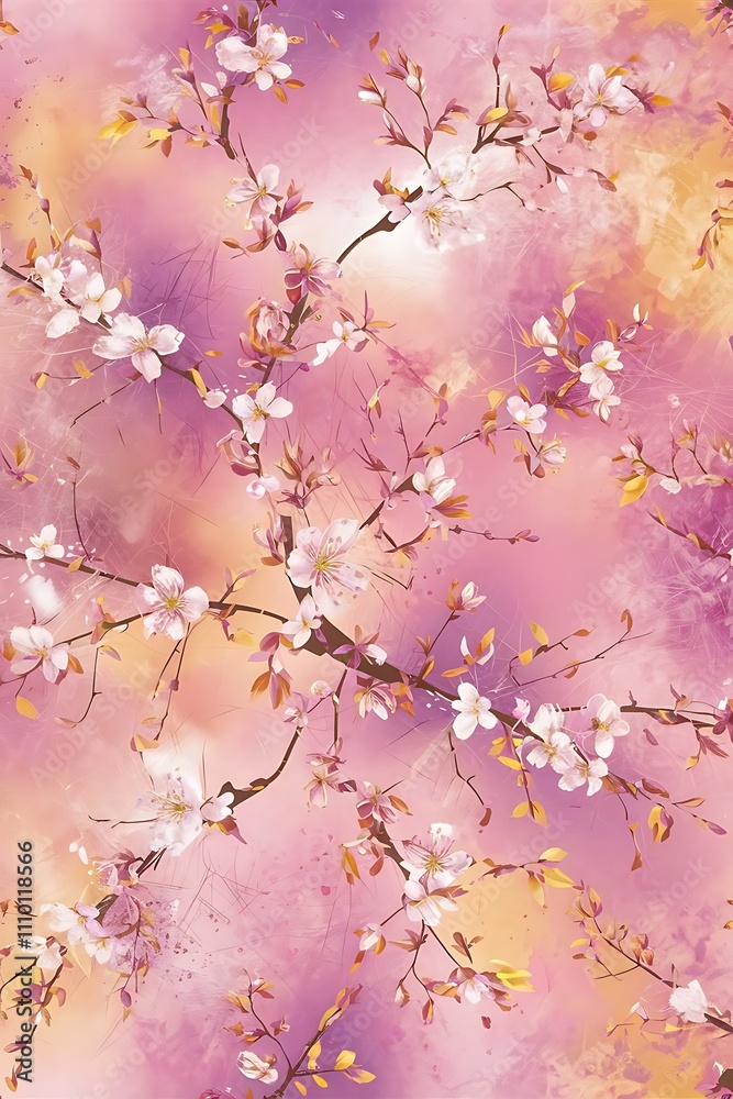 Japanese Pastel Cherry Blossom Fall Vector Seamless Pattern Japanese Pastel Cherry Blossom Fall Vector Seamless Pattern
