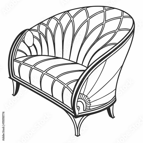 Vintage wood interior featuring comfortable sofa, armchair, and bed with pillows