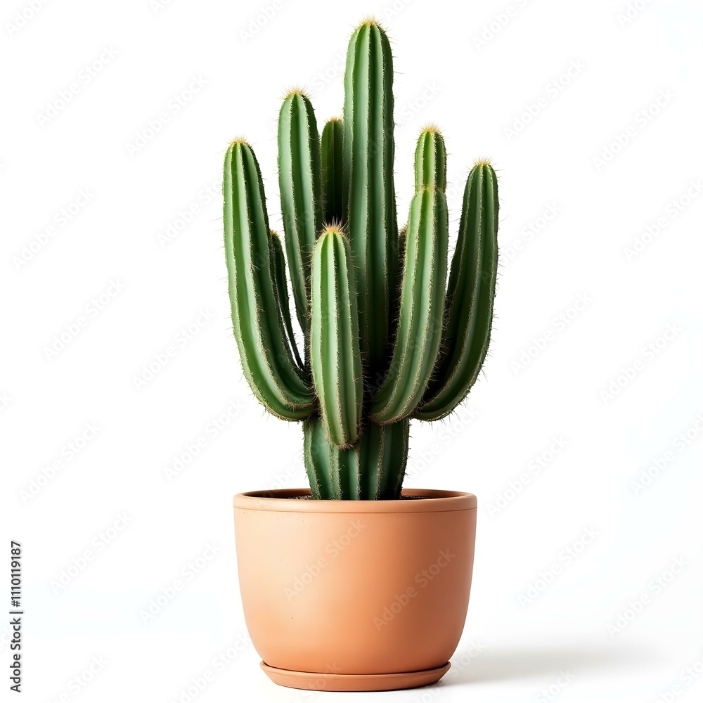 Cactus in a flowerpot on a white background Cactus in a flowerpot on a white background