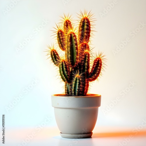 Cactus in a flowerpot on a white background