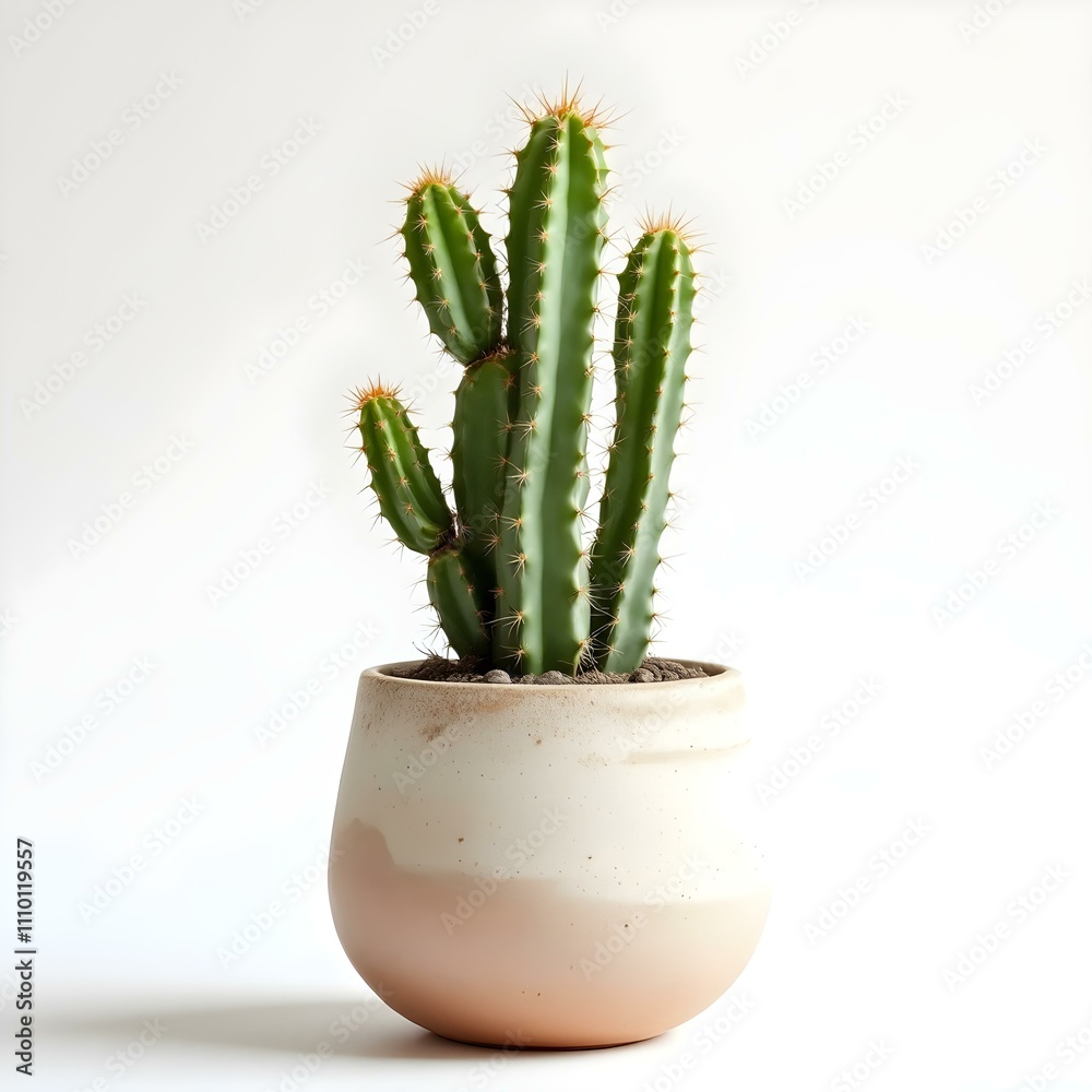 Cactus in a flowerpot on a white background Cactus in a flowerpot on a white background