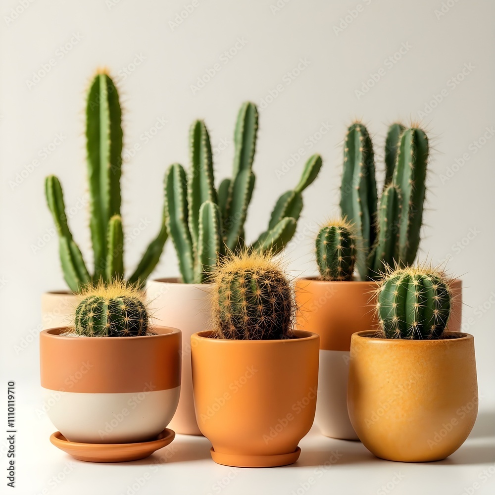 Cactus in a flowerpot on a white background Cactus in a flowerpot on a white background