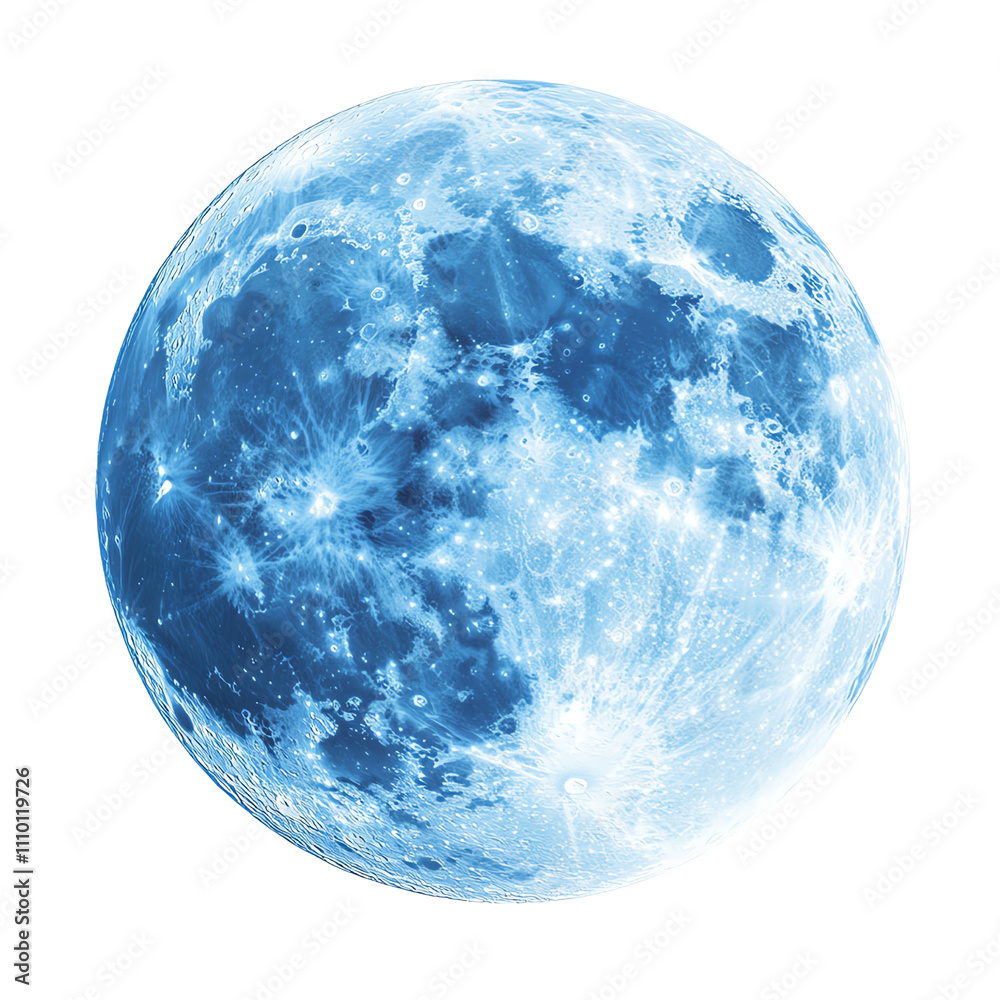 Beautiful blue moon in a night sky.,transparent background Beautiful blue moon in a night sky.,transparent background