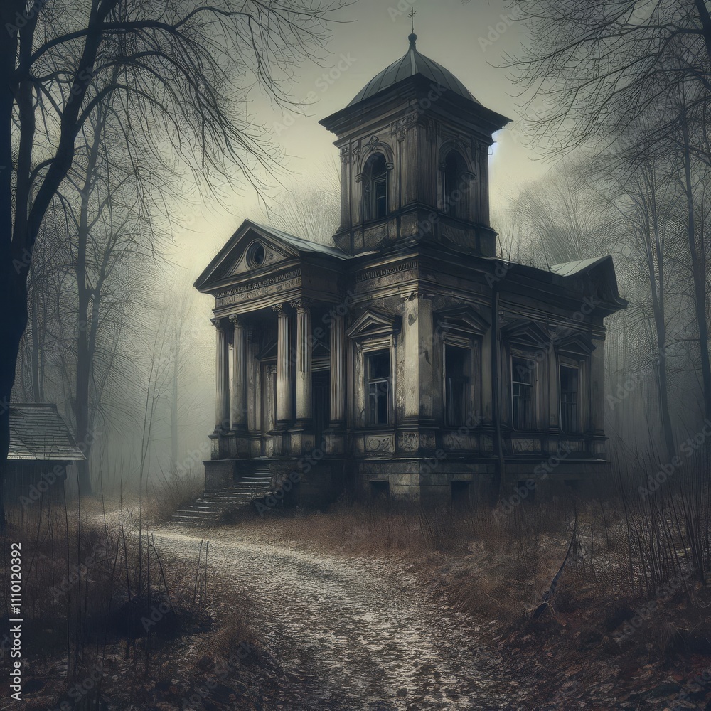 abandoned building from the 18th century, in the vintage style abandoned building from the 18th century, in the vintage style