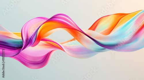 A dynamic image of multi-colored abstract ribbons flowing together to create a cohesive, vibrant design on a smooth surface