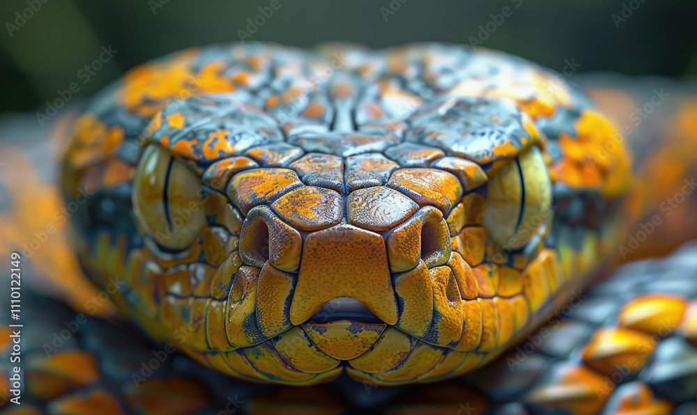 CloseUp of Vibrant and Colorful Snake Showing Intricate Scale Patterns CloseUp of Vibrant and Colorful Snake Showing Intricate Scale Patterns