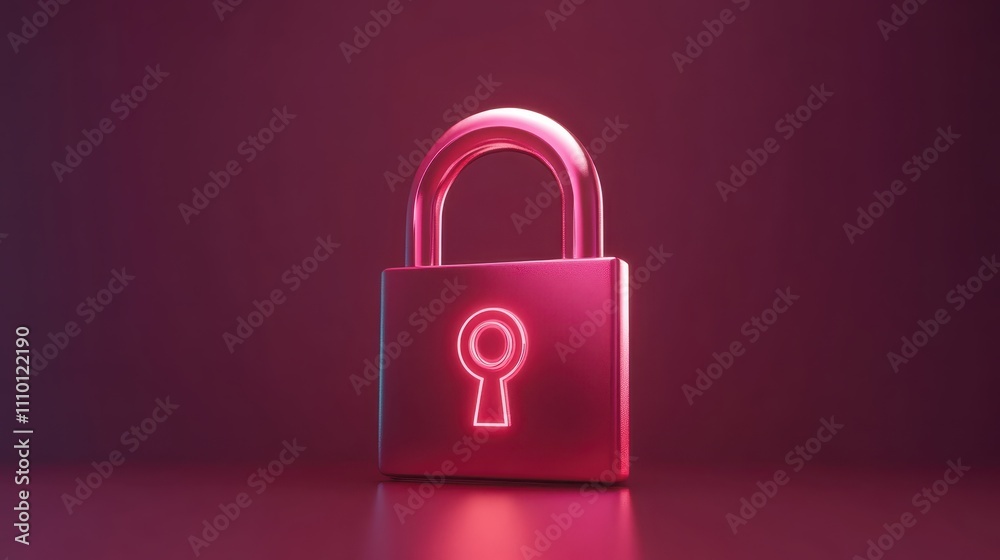 Pink lock on dark background, security, privacy and data protection symbol Pink lock on dark background, security, privacy and data protection symbol