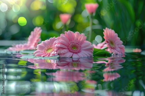 Wallpaper Mural Pink flowers floating on water Torontodigital.ca