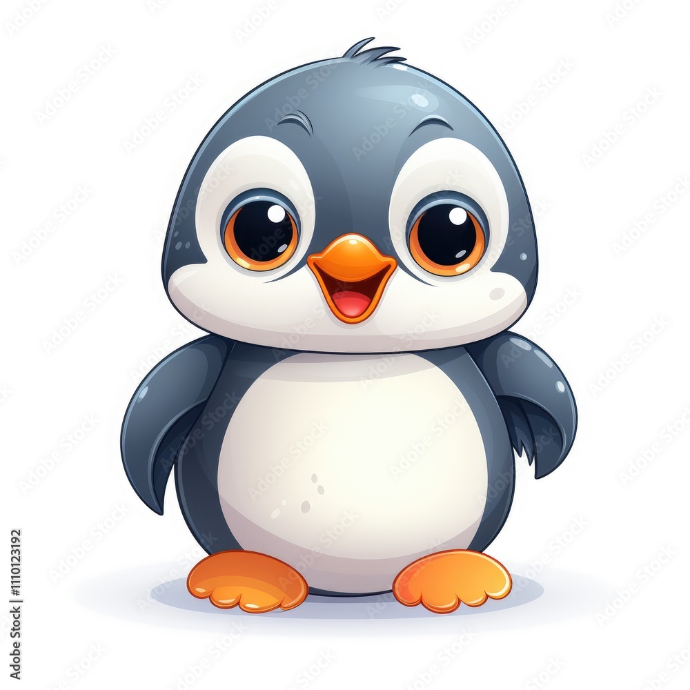Obraz premium Cartoon Penguin With Big Eyes and Smile