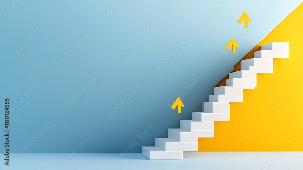 Fototapeta premium Arrows Forming Stair-like Path Upward Symbolizing Progress and Success