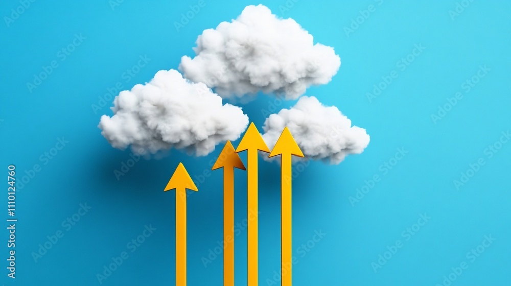 Abstract Arrows Piercing Clouds Representing Clarity and Upward Momentum Abstract Arrows Piercing Clouds Representing Clarity and Upward Momentum