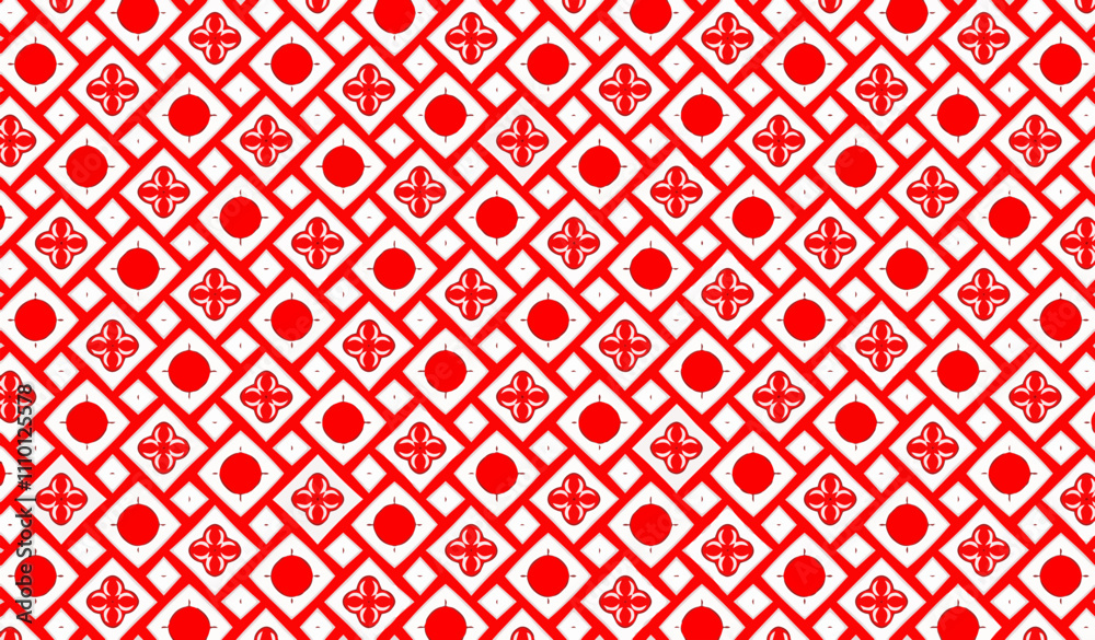 Symmetrical Floral and Geometric Repeating Pattern Symmetrical Floral and Geometric Repeating Pattern