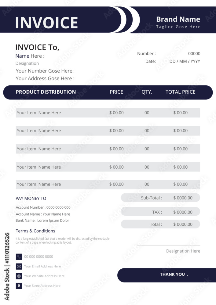 Creative modern invoice design template . Creative modern invoice design template .
